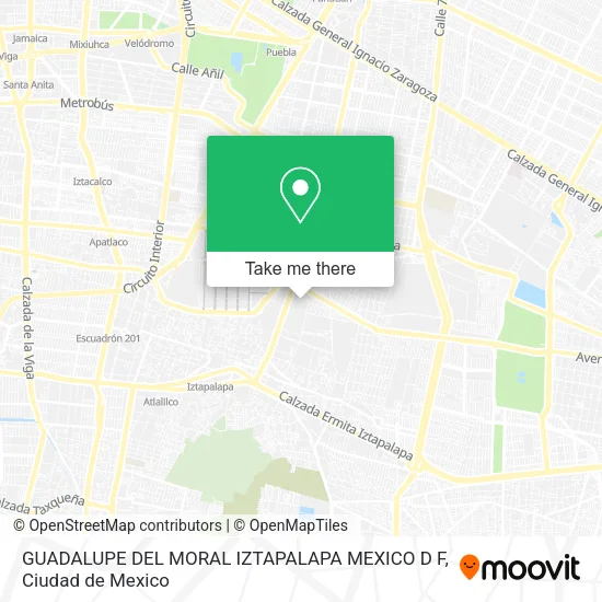 Mapa de GUADALUPE DEL MORAL  IZTAPALAPA   MEXICO D F
