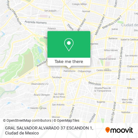 Mapa de GRAL SALVADOR ALVARADO 37  ESCANDON 1