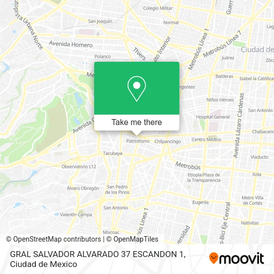 GRAL SALVADOR ALVARADO 37  ESCANDON 1 map