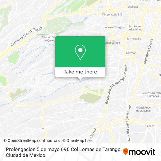 Prolongacion 5 de mayo 696 Col  Lomas de Tarango map