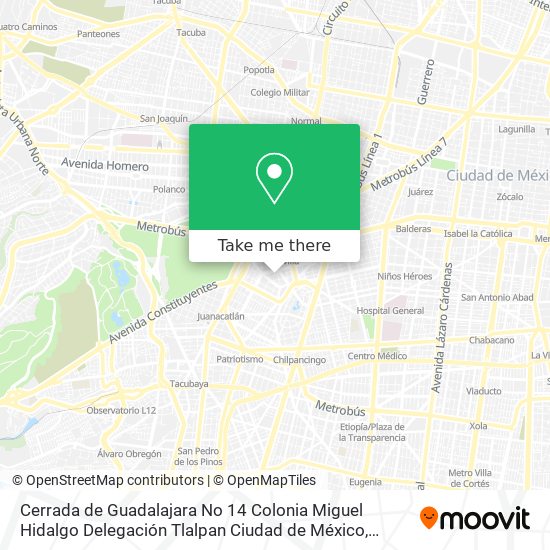Mapa de Cerrada de Guadalajara No  14  Colonia Miguel Hidalgo  Delegación Tlalpan Ciudad de México