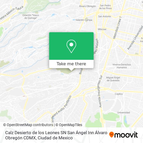 Calz  Desierto de los Leones SN  San Ángel Inn   Álvaro Obregón  CDMX map