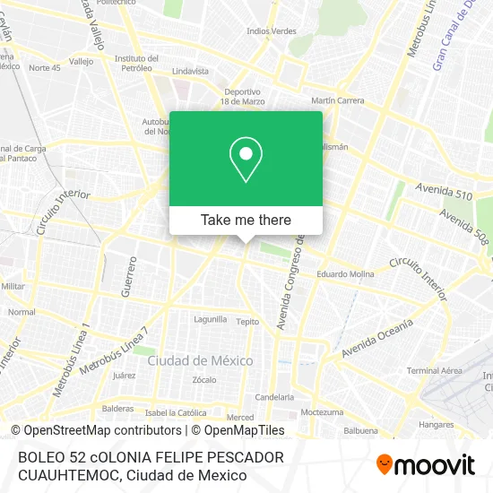 BOLEO 52 cOLONIA FELIPE PESCADOR CUAUHTEMOC map