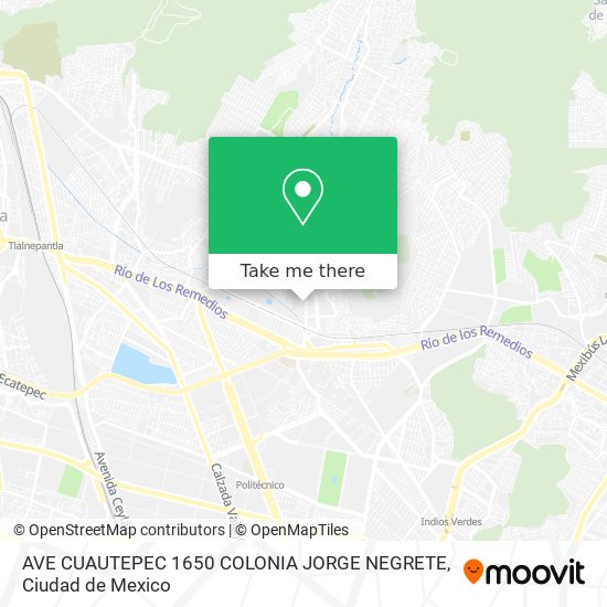 Mapa de AVE  CUAUTEPEC 1650 COLONIA JORGE NEGRETE
