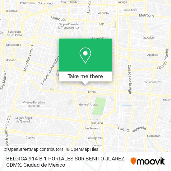 Mapa de BELGICA 914 B 1 PORTALES SUR  BENITO JUAREZ   CDMX