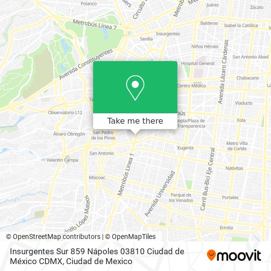 Insurgentes Sur 859  Nápoles  03810 Ciudad de México  CDMX map