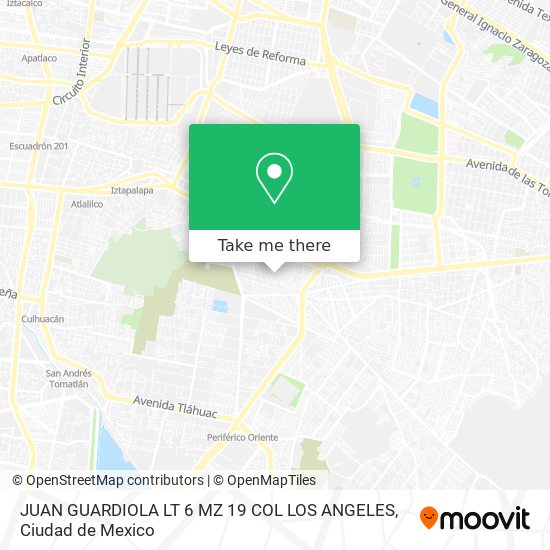 Mapa de JUAN GUARDIOLA LT  6  MZ  19  COL  LOS ANGELES