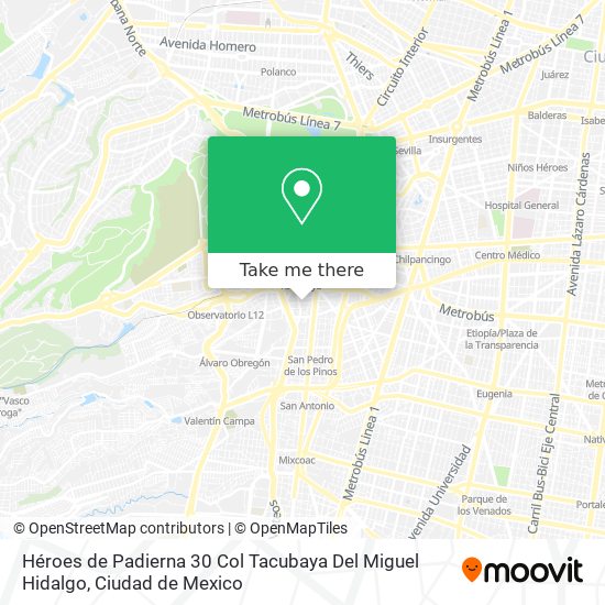 Héroes de Padierna  30  Col  Tacubaya  Del Miguel Hidalgo map