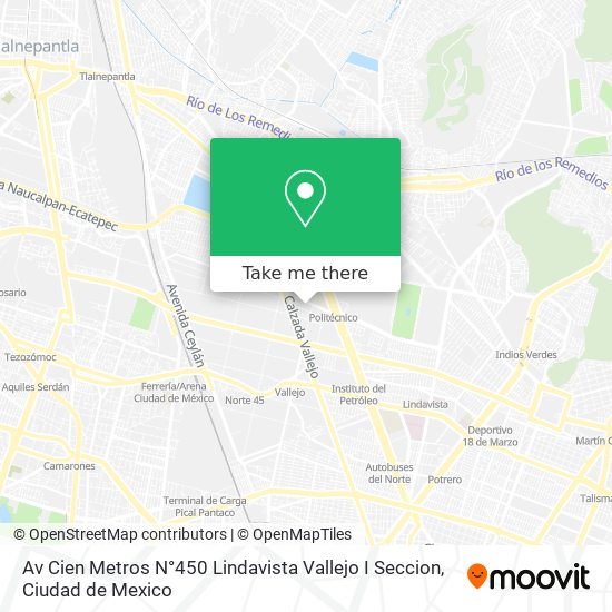 Av  Cien Metros N°450 Lindavista Vallejo I Seccion map