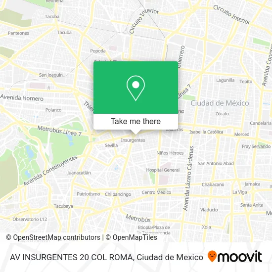 Mapa de AV  INSURGENTES 20  COL ROMA