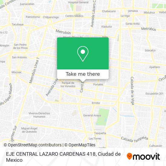 Mapa de EJE CENTRAL LAZARO CARDENAS 418