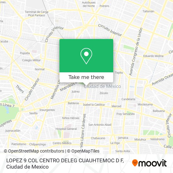 Mapa de LOPEZ 9  COL  CENTRO  DELEG  CUAUHTEMOC  D F