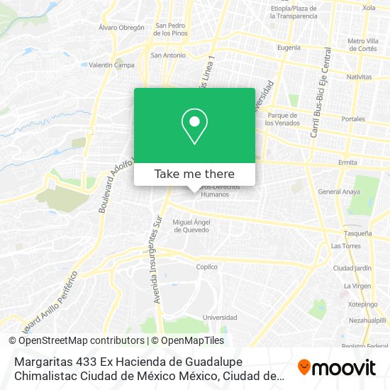 Margaritas 433  Ex Hacienda de Guadalupe Chimalistac  Ciudad de México  México map