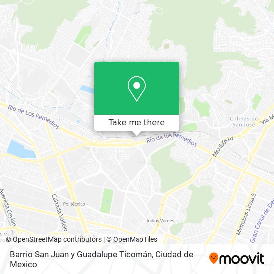 Mapa de Barrio San Juan y Guadalupe Ticomán
