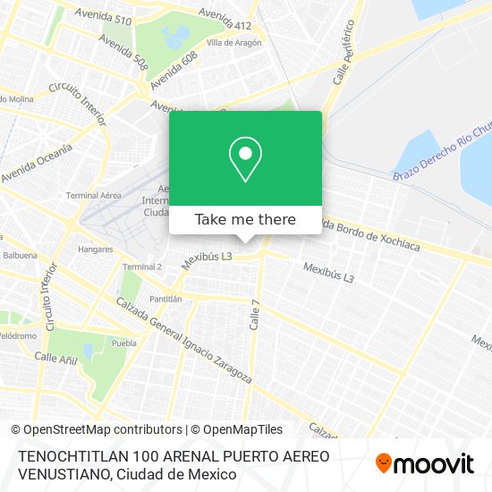 TENOCHTITLAN 100 ARENAL PUERTO AEREO VENUSTIANO map