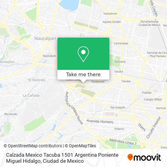 Calzada Mexico Tacuba 1501  Argentina Poniente  Miguel Hidalgo map