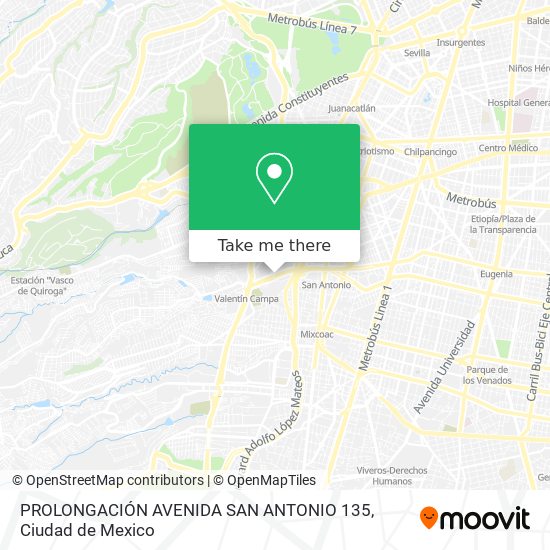 Mapa de PROLONGACIÓN AVENIDA SAN ANTONIO 135