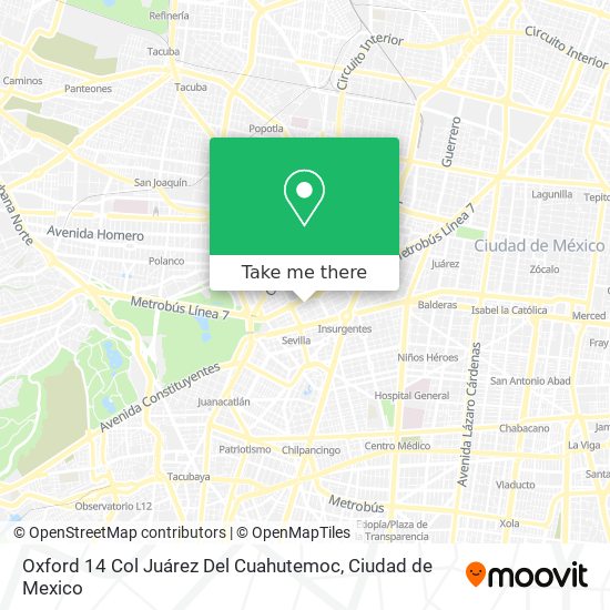 Oxford 14  Col  Juárez  Del  Cuahutemoc map