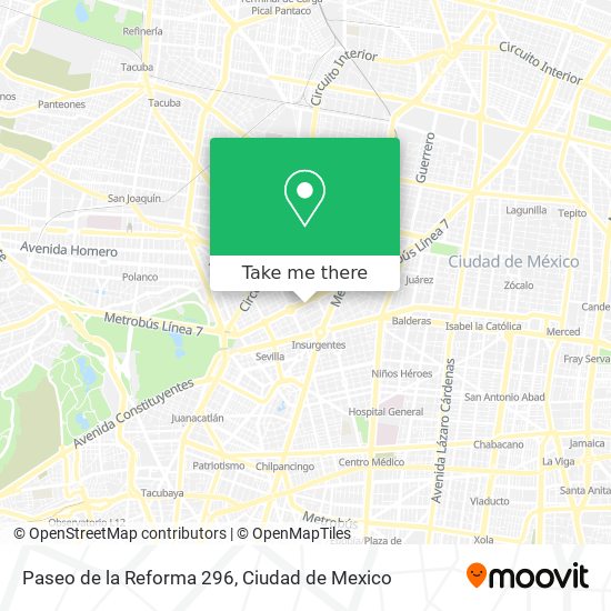 Paseo de la Reforma 296 map