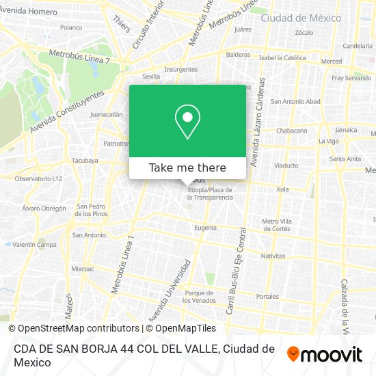CDA  DE SAN BORJA  44 COL  DEL VALLE map