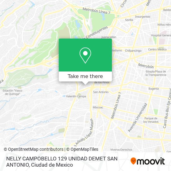 Mapa de NELLY CAMPOBELLO 129 UNIDAD DEMET SAN ANTONIO