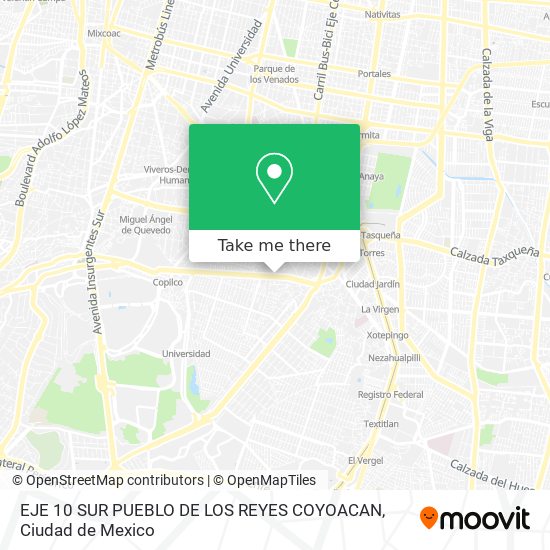 EJE 10 SUR  PUEBLO DE LOS REYES  COYOACAN map