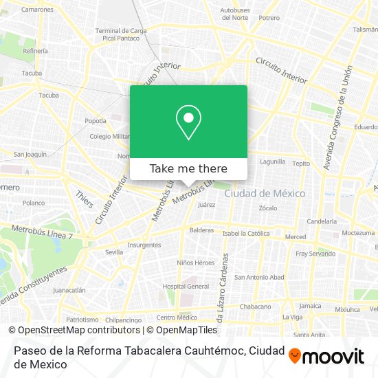 Mapa de Paseo de la Reforma  Tabacalera  Cauhtémoc