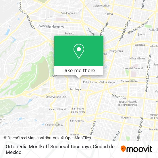 Ortopedia Mostkoff Sucursal Tacubaya map