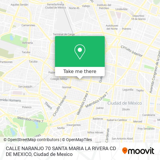 Mapa de CALLE  NARANJO   70 SANTA MARIA LA RIVERA CD DE MEXICO