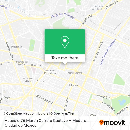 Mapa de Abasolo 76  Martín Carrera  Gustavo A  Madero