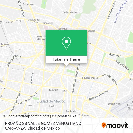 PROAÑO 28  VALLE GOMEZ  VENUSTIANO CARRANZA map