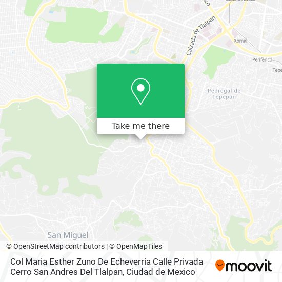 Mapa de Col Maria Esther Zuno De Echeverria Calle  Privada Cerro San Andres  Del  Tlalpan