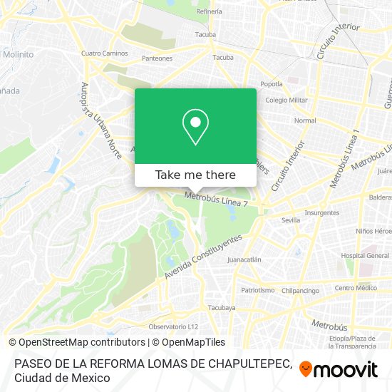 PASEO DE LA REFORMA LOMAS DE CHAPULTEPEC map