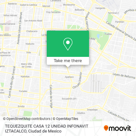 TEQUEZQUITE CASA 12  UNIDAD INFONAVIT IZTACALCO map