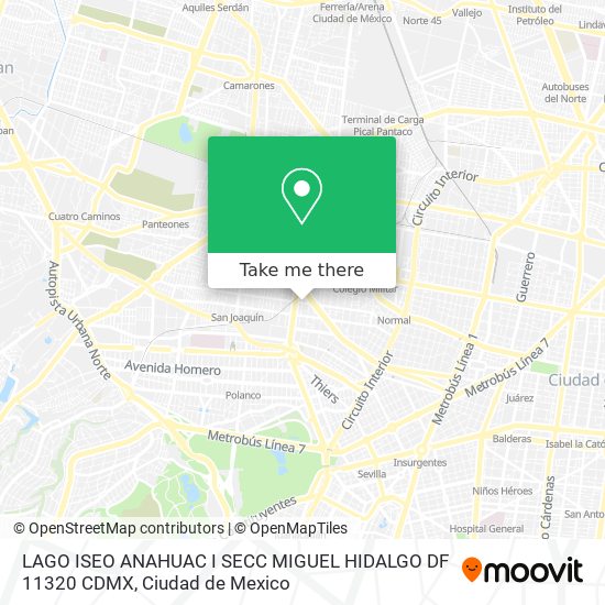 LAGO ISEO  ANAHUAC I SECC MIGUEL HIDALGO DF 11320 CDMX map