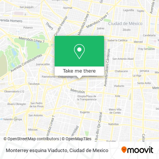 Monterrey esquina Viaducto map