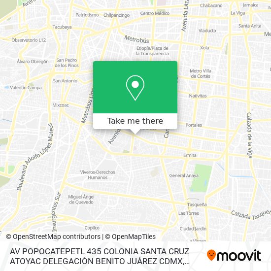 AV  POPOCATEPETL 435  COLONIA SANTA CRUZ ATOYAC  DELEGACIÓN BENITO JUÁREZ  CDMX map