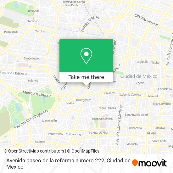 Avenida paseo de la reforma numero 222 map