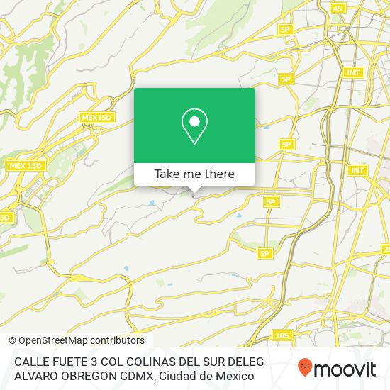 CALLE FUETE 3  COL  COLINAS DEL SUR  DELEG  ALVARO OBREGON  CDMX map