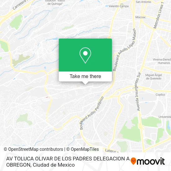 Mapa de AV  TOLUCA  OLIVAR DE LOS PADRES  DELEGACION A  OBREGON