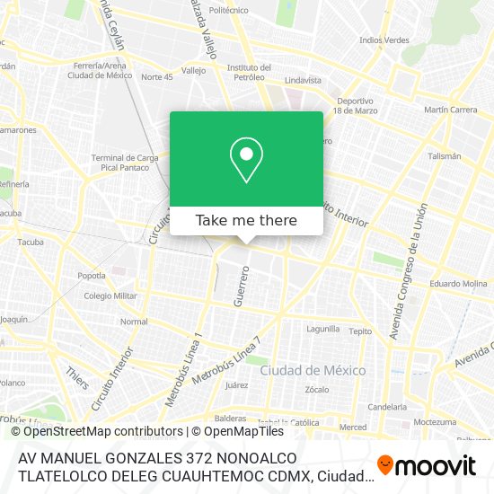 AV  MANUEL GONZALES  372  NONOALCO TLATELOLCO  DELEG  CUAUHTEMOC  CDMX map