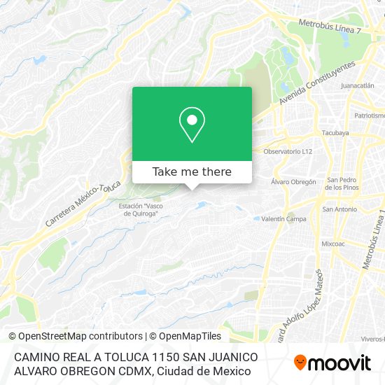 Mapa de CAMINO REAL A TOLUCA 1150 SAN JUANICO ALVARO OBREGON CDMX