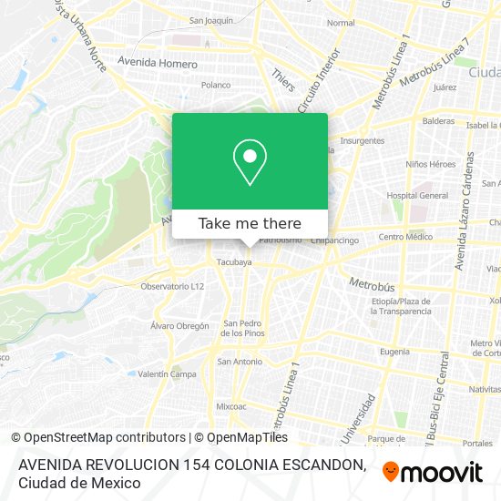 AVENIDA REVOLUCION 154 COLONIA ESCANDON map