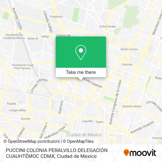 Mapa de PUCCINI  COLONIA PERALVILLO  DELEGACIÓN CUAUHTÉMOC  CDMX