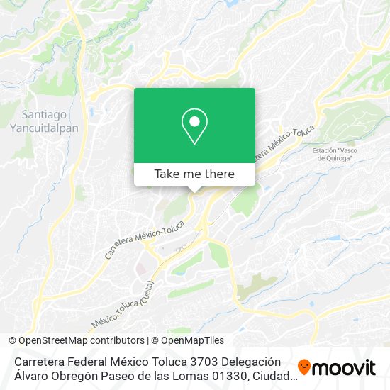 Carretera Federal México Toluca 3703  Delegación Álvaro Obregón  Paseo de las Lomas  01330 map