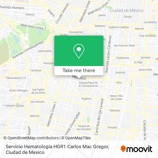 Mapa de Servicio Hematología HGR1 Carlos Mac Gregor