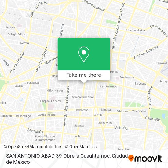 SAN ANTONIO ABAD 39  Obrera  Cuauhtémoc map