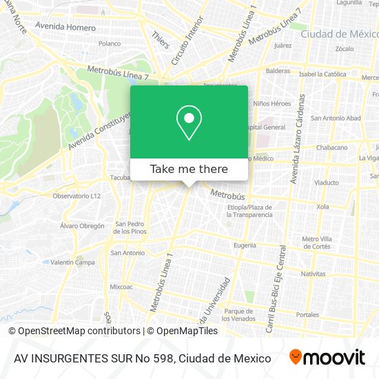 Mapa de AV  INSURGENTES SUR No  598