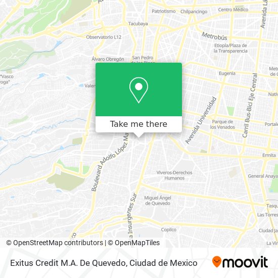 Exitus Credit M.A. De Quevedo map