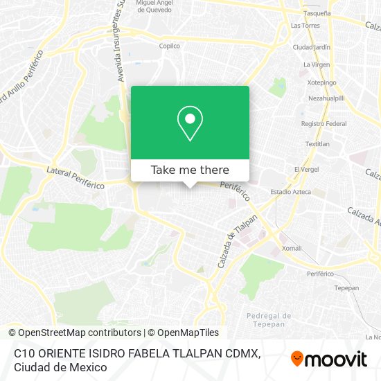 C10 ORIENTE  ISIDRO FABELA  TLALPAN CDMX map